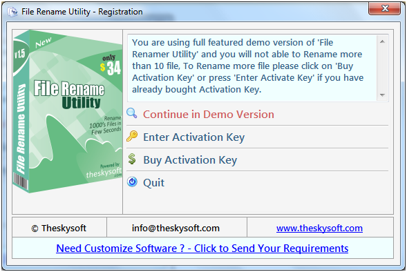 File Rename Utility registeration