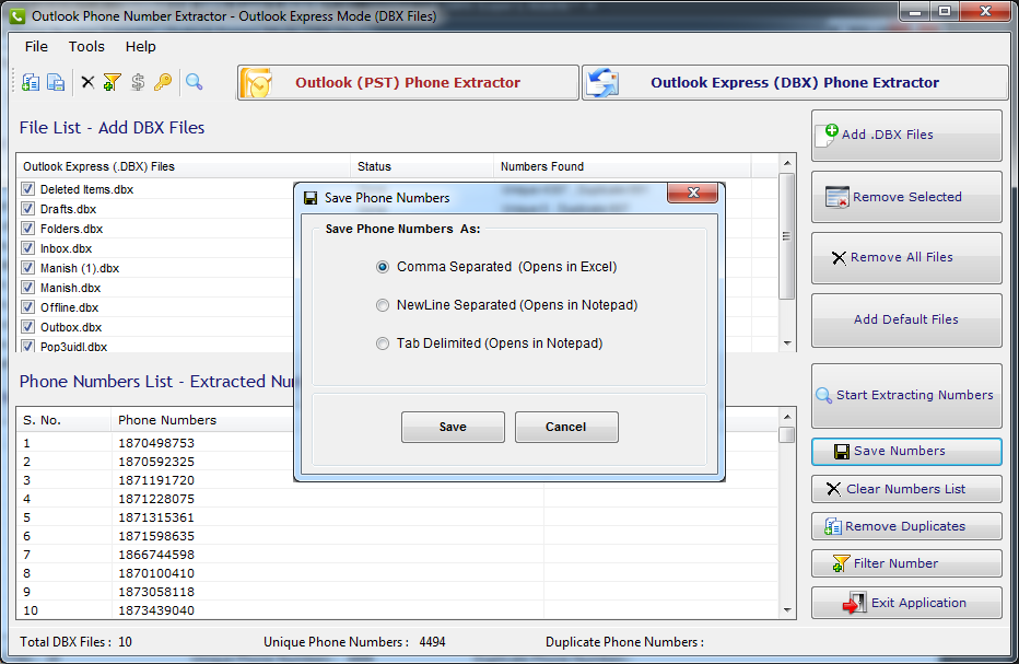 Outlook Number Extractor Outlook Number Extractor