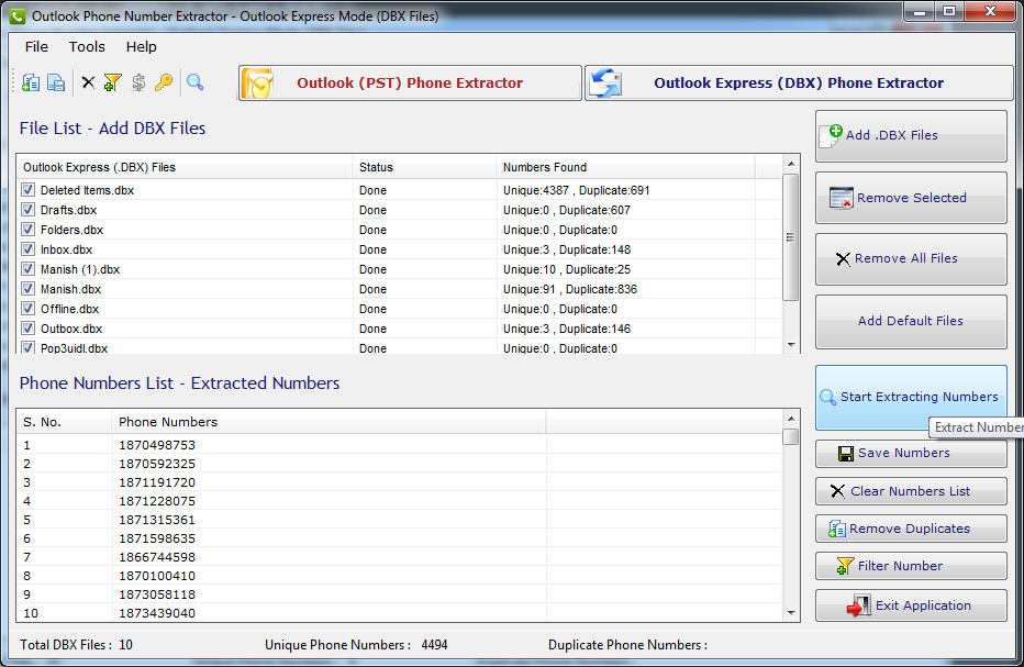 Outlook Number Extractor Outlook Number Extractor