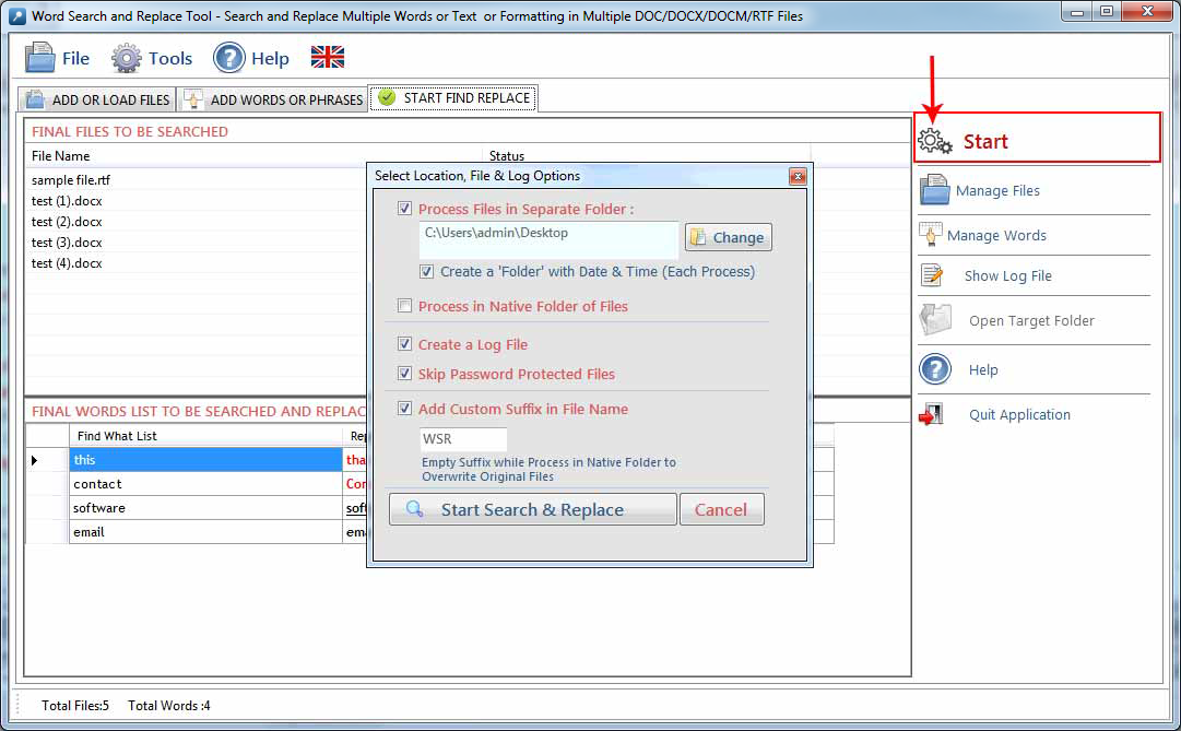 Word Search and Replace Tool